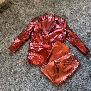 Buddy Love Shiny Red Blazer and Pants Set